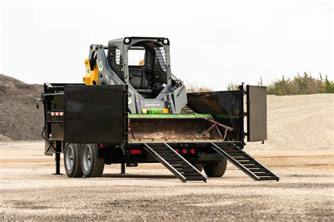 loading skid steer in dump trailer without ramp|skid steer trailer moving attachment.